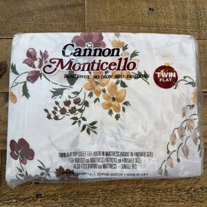 Vintage Cannon Monticello Twin Flat Sheet Floral Sealed Muted Colored Flowers